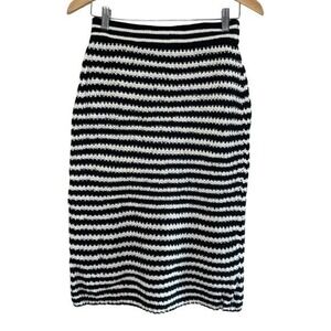 NEW‼️POL Black & White Striped Crochet Midi Skirt, Medium